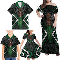 Maori Taiaha Pounamu Whakairo Personalized Family Matching Off Shoulder Maxi Dress and Hawaiian Shirt Jade Poutama Motifs LT7 - Polynesian Pride