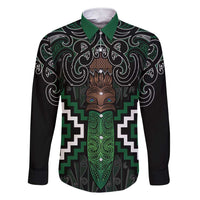 Maori Taiaha Pounamu Whakairo Personalized Family Matching Short Sleeve Bodycon Dress and Hawaiian Shirt Jade Poutama Motifs LT7 Dad's Shirt - Long Sleeve Jade - Polynesian Pride