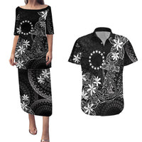 Black Kuki Airani Tapakau Couples Matching Puletasi and Hawaiian Shirt Tribal Anchor Mix Tiare