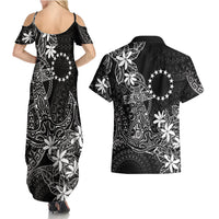 Black Kuki Airani Tapakau Couples Matching Summer Maxi Dress and Hawaiian Shirt Tribal Anchor Mix Tiare LT7 - Polynesian Pride