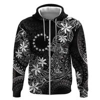 Black Kuki Airani Tapakau Hoodie Tribal Anchor Mix Tiare LT7 Zip Hoodie Black - Polynesian Pride