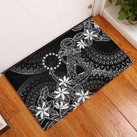 Black Kuki Airani Tapakau Rubber Doormat Tribal Anchor Mix Tiare LT7 - Polynesian Pride