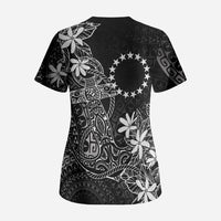 Black Kuki Airani Tapakau Scrub Top Tribal Anchor Mix Tiare