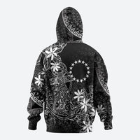 Black Kuki Airani Tapakau Zip Hoodie Tribal Anchor Mix Tiare