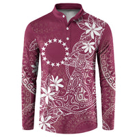 Maroon Kuki Airani Tapakau Button Sweatshirt Tribal Anchor Mix Tiare