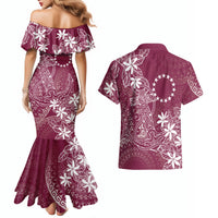 Maroon Kuki Airani Tapakau Couples Matching Mermaid Dress and Hawaiian Shirt Tribal Anchor Mix Tiare LT7 - Polynesian Pride