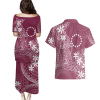 Maroon Kuki Airani Tapakau Couples Matching Puletasi and Hawaiian Shirt Tribal Anchor Mix Tiare LT7 - Polynesian Pride