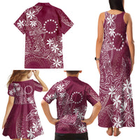 Maroon Kuki Airani Tapakau Family Matching Tank Maxi Dress and Hawaiian Shirt Tribal Anchor Mix Tiare LT7 - Polynesian Pride