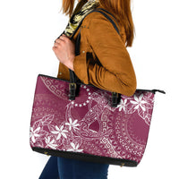 Maroon Kuki Airani Tapakau Leather Tote Bag Tribal Anchor Mix Tiare