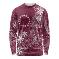 Maroon Kuki Airani Tapakau Long Sleeve Shirt Tribal Anchor Mix Tiare