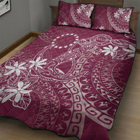 Maroon Kuki Airani Tapakau Quilt Bed Set Tribal Anchor Mix Tiare