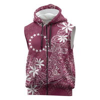 Maroon Kuki Airani Tapakau Sleeveless Zip Hoodie Tribal Anchor Mix Tiare