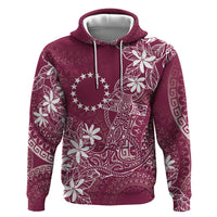 Maroon Kuki Airani Tapakau Zip Hoodie Tribal Anchor Mix Tiare