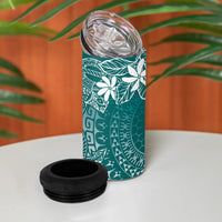 Teal Kuki Airani Tapakau 4 in 1 Can Cooler Tumbler Tribal Anchor Mix Tiare