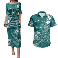 Teal Kuki Airani Tapakau Couples Matching Puletasi and Hawaiian Shirt Tribal Anchor Mix Tiare LT7 Teal - Polynesian Pride