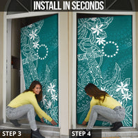 Teal Kuki Airani Tapakau Door Cover Tribal Anchor Mix Tiare