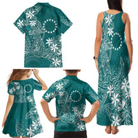 Teal Kuki Airani Tapakau Family Matching Tank Maxi Dress and Hawaiian Shirt Tribal Anchor Mix Tiare LT7 - Polynesian Pride