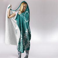 Teal Kuki Airani Tapakau Hooded Blanket Tribal Anchor Mix Tiare