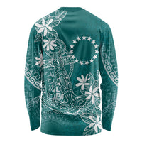 Teal Kuki Airani Tapakau Long Sleeve Shirt Tribal Anchor Mix Tiare