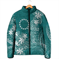 Teal Kuki Airani Tapakau Padded Jacket Tribal Anchor Mix Tiare
