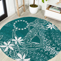 Teal Kuki Airani Tapakau Round Carpet Tribal Anchor Mix Tiare LT7 Teal - Polynesian Pride