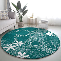 Teal Kuki Airani Tapakau Round Carpet Tribal Anchor Mix Tiare LT7 - Polynesian Pride