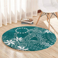 Teal Kuki Airani Tapakau Round Carpet Tribal Anchor Mix Tiare LT7 - Polynesian Pride