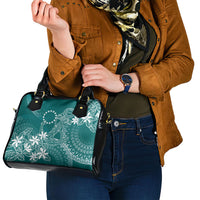 Teal Kuki Airani Tapakau Shoulder Handbag Tribal Anchor Mix Tiare LT7 - Polynesian Pride