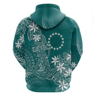 Teal Kuki Airani Tapakau Zip Hoodie Tribal Anchor Mix Tiare