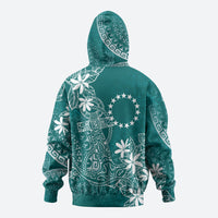 Teal Kuki Airani Tapakau Zip Hoodie Tribal Anchor Mix Tiare