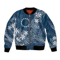 Navy Kuki Airani Tapakau Bomber Jacket Tribal Anchor Mix Tiare