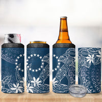 Navy Kuki Airani Tapakau 4 in 1 Can Cooler Tumbler Tribal Anchor Mix Tiare