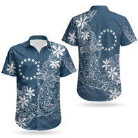Navy Kuki Airani Tapakau Couples Matching Off Shoulder Maxi Dress and Hawaiian Shirt Tribal Anchor Mix Tiare LT7 - Polynesian Pride