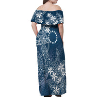 Navy Kuki Airani Tapakau Family Matching Off Shoulder Maxi Dress and Hawaiian Shirt Tribal Anchor Mix Tiare LT7 - Polynesian Pride