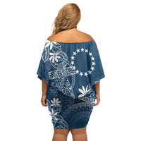 Navy Kuki Airani Tapakau Family Matching Off Shoulder Short Dress and Hawaiian Shirt Tribal Anchor Mix Tiare LT7 - Polynesian Pride