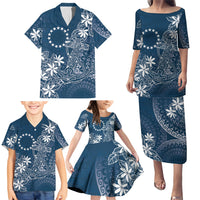 Navy Kuki Airani Tapakau Family Matching Puletasi and Hawaiian Shirt Tribal Anchor Mix Tiare LT7 - Polynesian Pride