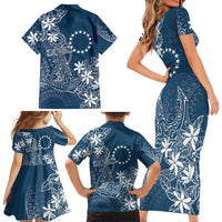 Navy Kuki Airani Tapakau Family Matching Short Sleeve Bodycon Dress and Hawaiian Shirt Tribal Anchor Mix Tiare LT7 - Polynesian Pride