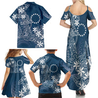 Navy Kuki Airani Tapakau Family Matching Summer Maxi Dress and Hawaiian Shirt Tribal Anchor Mix Tiare LT7 - Polynesian Pride