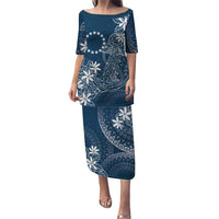 Navy Kuki Airani Tapakau Puletasi Tribal Anchor Mix Tiare LT7 Long Dress Navy - Polynesian Pride