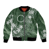 Sage Green Kuki Airani Tapakau Bomber Jacket Tribal Anchor Mix Tiare