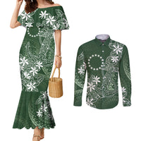 Sage Green Kuki Airani Tapakau Couples Matching Mermaid Dress and Long Sleeve Button Shirt Tribal Anchor Mix Tiare LT7 Sage Green - Polynesian Pride
