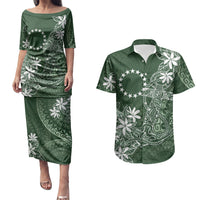 Sage Green Kuki Airani Tapakau Couples Matching Puletasi and Hawaiian Shirt Tribal Anchor Mix Tiare LT7 Sage Green - Polynesian Pride