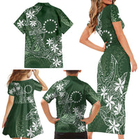 Sage Green Kuki Airani Tapakau Family Matching Short Sleeve Bodycon Dress and Hawaiian Shirt Tribal Anchor Mix Tiare LT7 - Polynesian Pride