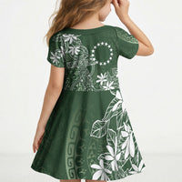 Sage Green Kuki Airani Tapakau Kid Short Sleeve Dress Tribal Anchor Mix Tiare LT7 - Polynesian Pride
