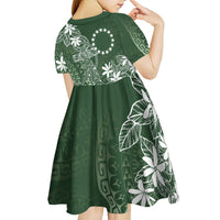 Sage Green Kuki Airani Tapakau Kid Short Sleeve Dress Tribal Anchor Mix Tiare LT7 - Polynesian Pride