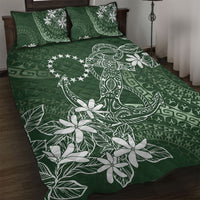 Sage Green Kuki Airani Tapakau Quilt Bed Set Tribal Anchor Mix Tiare