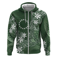 Sage Green Kuki Airani Tapakau Zip Hoodie Tribal Anchor Mix Tiare