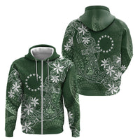 Sage Green Kuki Airani Tapakau Zip Hoodie Tribal Anchor Mix Tiare