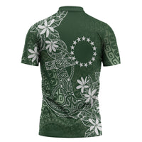 Sage Green Kuki Airani Tapakau Zipper Polo Shirt Tribal Anchor Mix Tiare LT7 - Polynesian Pride