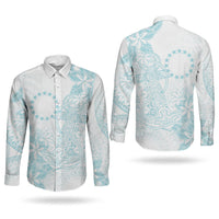 Turquoise Kuki Airani Tapakau Couples Matching Off Shoulder Maxi Dress and Long Sleeve Button Shirt Tribal Anchor Mix Tiare LT7 - Polynesian Pride